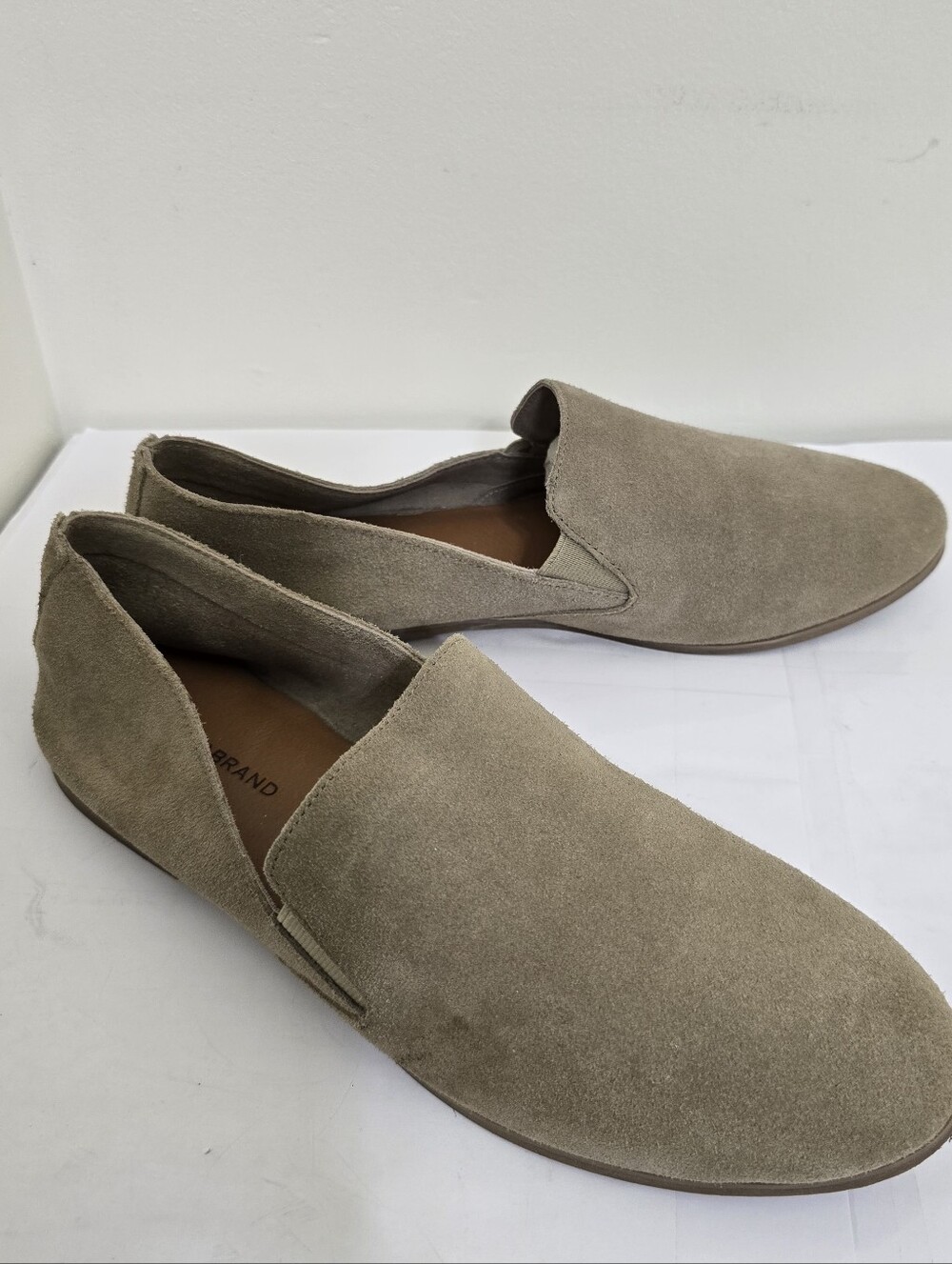 LUCKY BRAND size 10 Leather Suede Slip On Loafers Comfort Taupe